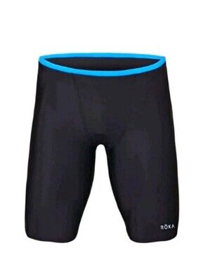 Roka Men's Elite HD Jammer - Black with Cyan Trim